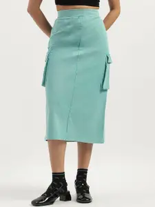 United Colors of Benetton High Waist Straight Midi Skirt