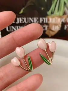 KRENOZ Gold Plated Floral Shaped Studs