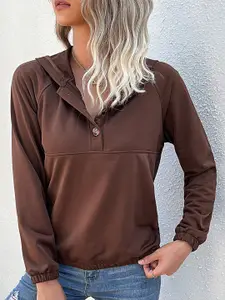 StyleCast Women Solid Pullover Hooded Sweatshirt