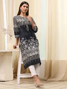 Biba Women Ethnic Motifs Printed Kurta Aline Ankle length Zari