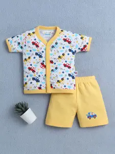 BUMZEE Boys Printed Short Sleeves Pure Cotton Shirt with Shorts