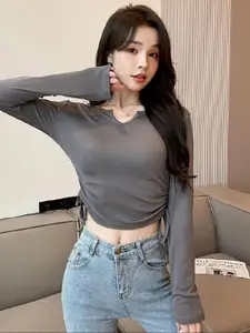 StyleCast x Revolte Women Solid Round Neck Top