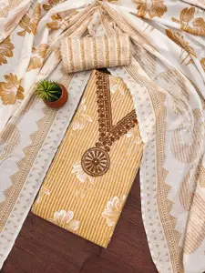 Panzora Floral Printed Embellished Cotton Unstitched Dress Material