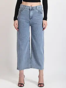 TYFFYN Women Flared High-Rise Highly Distressed Light Fade Stretchable Jeans