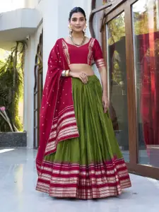 LOOKNBOOK ART Silk Ready To Wear Lehenga With Unstitched Blouse & Dupatta