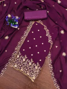 Panzora Floral Embroidered Zari Work Unstitched Dress Material