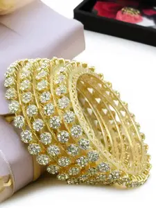 BeautyTrends Set Of 4 Gold-Plated AD Studded Bangles