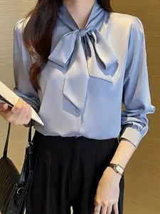 StyleCast Women Solid Tie-Up Neck Top