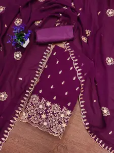 Panzora Floral Embroidered Zari Work Unstitched Dress Material