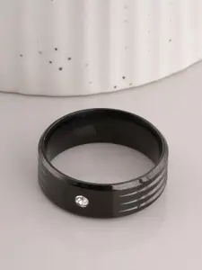 PALMONAS Shiny Diamond Black Ring for Mens (Size- 9) - Waterproof & Anti-Tarnish