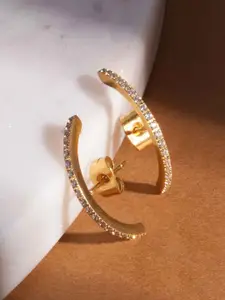 PALMONAS Gold-Plated Stainless Steel Cubic Zirconia Waterproof & Anti-Tarnish Studs