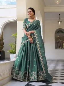 LOOKNBOOK ART Floral Embroidered Ready to Wear Lehenga & Unstitched Blouse With Dupatta