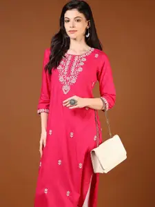 V-Mart Women Floral Embroidered Daily Straight Kurtas