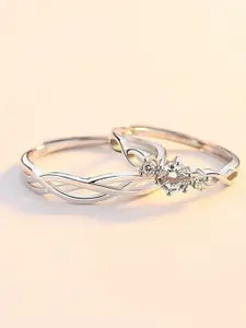 DIVASTRI Set Of 2 Stone Studded Adjustable Finger Ring