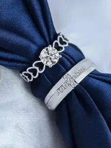 DIVASTRI Set Of 2 Stone-Studded Adjustable Couple Finger Rings