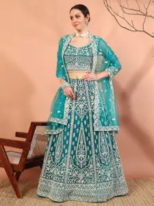 Chhabra 555 Floral Embroidered Mirror Work Tasselled Lehenga Choli With Dupatta
