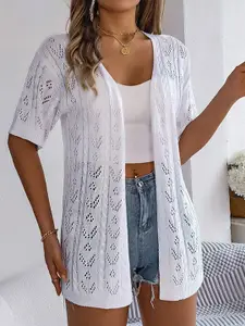 StyleCast x Revolte Self Design Sheer Open Front Shrug