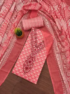 Panzora Floral Printed Embellished Cotton Unstitched Dress Material