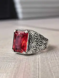 Bling Queen Silver Plated Cubic Zirconia Studded Finger Ring