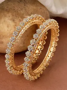 BeautyTrends Set Of 2 Gold-Plated AD Studded Bangles
