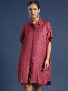 Taavi Women Block Printed Knee-Length Shirt Dress