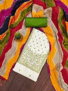 Panzora Floral Embroidered Embellished Silk Cotton Unstitched Dress Material