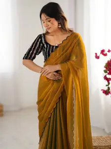 Saree mall Women Solid Beads and Stones Pure Chiffon Sarees