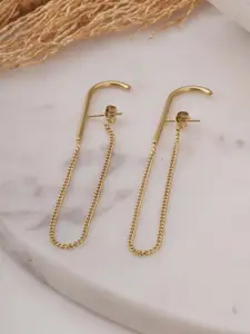 PALMONAS Gold-Plated Contemporary Waterproof & Anti-Tarnish Drop Earrings