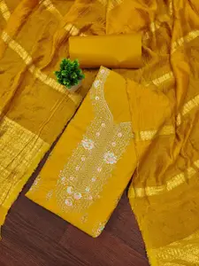 HMP Fashion Floral Embroidered Pure Cotton Unstitched Dress Material