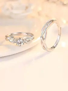 DIVASTRI Set Of 2 Stone Studded Adjustable Finger Ring