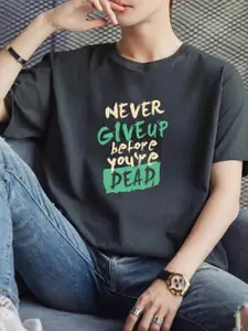 StyleCast x Revolte Men Typography Printed Round Neck Regular Fit T-shirt