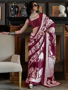Saree mall Kalamkari Zari Block Print Sarees