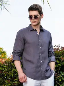 Nautica Men's Premium Solid Cotton Linen Slim Fit Casual Shirt