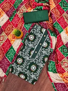 Panzora Floral Embroidered Thread Work Cotton Unstitched Dress Material