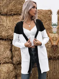 StyleCast Women Colourblocked Longline Cardigan Sweater