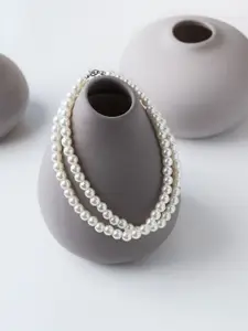 CURIO COTTAGE Gold-Plated Pearls Beaded Layered Necklace