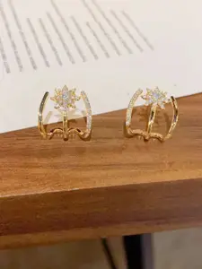 VAGHBHATT Gold-Plated Cubic Zirconia Studded Floral Shaped Studs