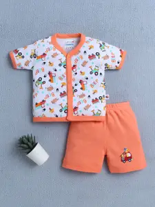 BUMZEE Boys Printed Short Sleeves Pure Cotton Shirt With Shorts