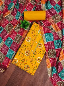 Panzora Floral Embroidered Mirror Work Unstitched Dress Material