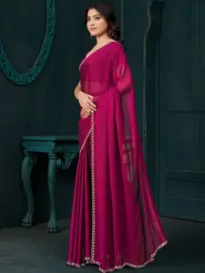 Saree mall Women Solid Beads and Stones Pure Crepe Sarees