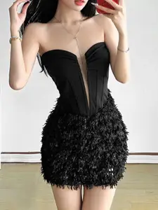 StyleCast Satin Bandeau Mini Dress