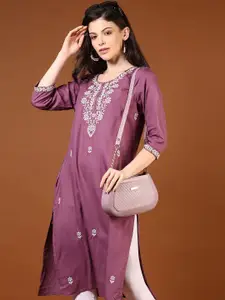V-Mart Women Floral Embroidered Daily Straight Kurtas