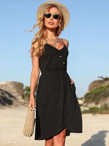 StyleCast Solid A-Line Sleeveless Dress