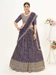 SHOPGARB Embroidered Sequinned Semi-Stitched Lehenga With Unstitched Blouse & Dupatta