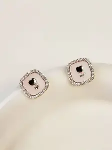 VAGHBHATT Gold-Plated Crystals Studded Square Shaped Studs