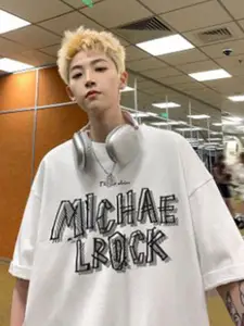 StyleCast x Revolte Men Typography Printed Round Neck Cotton Oversized T-shirt