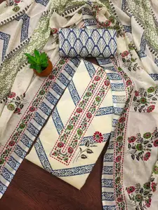 Panzora Floral Printed Cotton Unstitched Dress Material