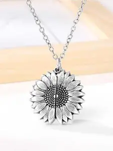 Bling Queen Stainless Steel Sunflower-Shaped Pendant With Chain