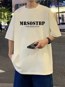 StyleCast x Revolte Men Typography Printed Round Neck Cotton Oversized T-shirt