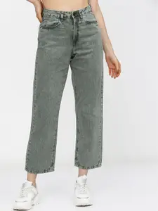 Tokyo Talkies Women Cotton Wide Leg Mid-Rise Light Fade Stretchable Jeans
